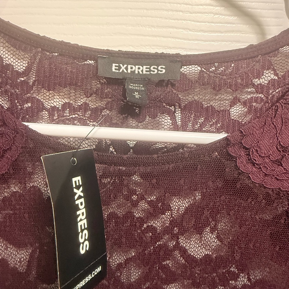 Express Deep Burgundy Lace Blouse